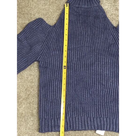 NEW Women's Turtleneck Knit Sweater Open Shoulder Blue Sz Large Souk & Sepia NWT - Picture 5 of 5